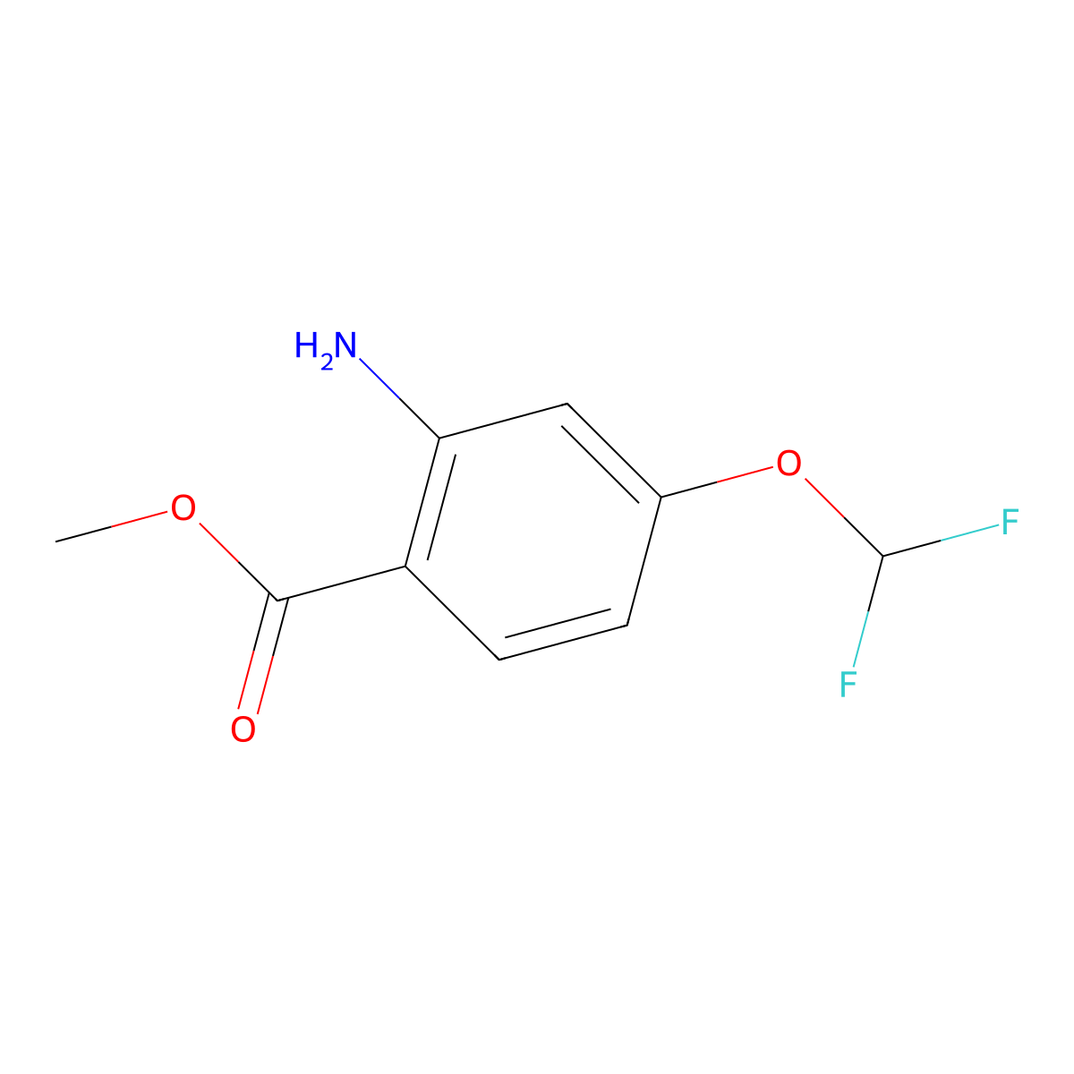 Methyl 2-amino-4-(difluoromethoxy)benzoate molecular structure, CAS 2219407-55-1