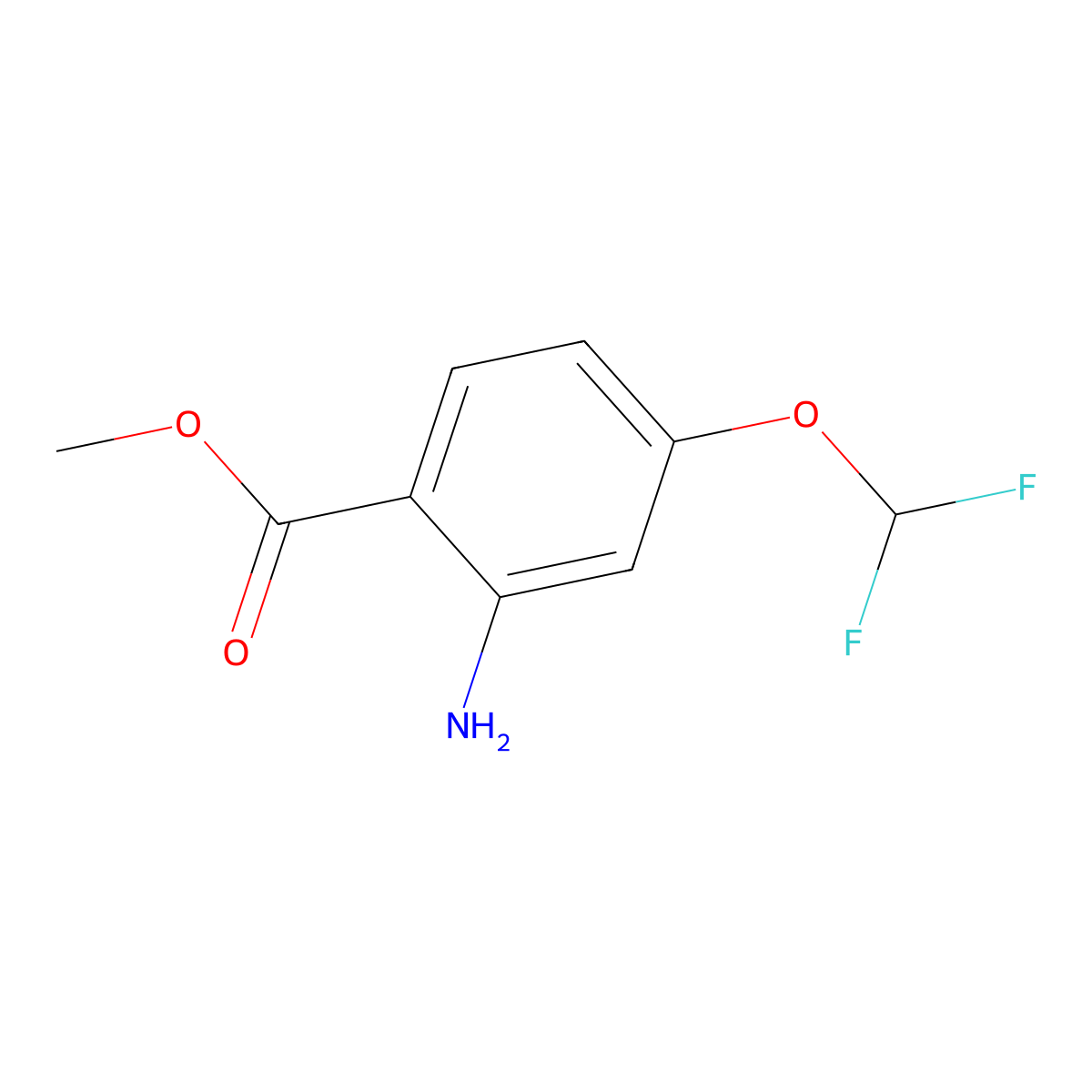 Methyl 2-amino-4-(difluoromethoxy)benzoate molecular structure, CAS 2219407-55-1