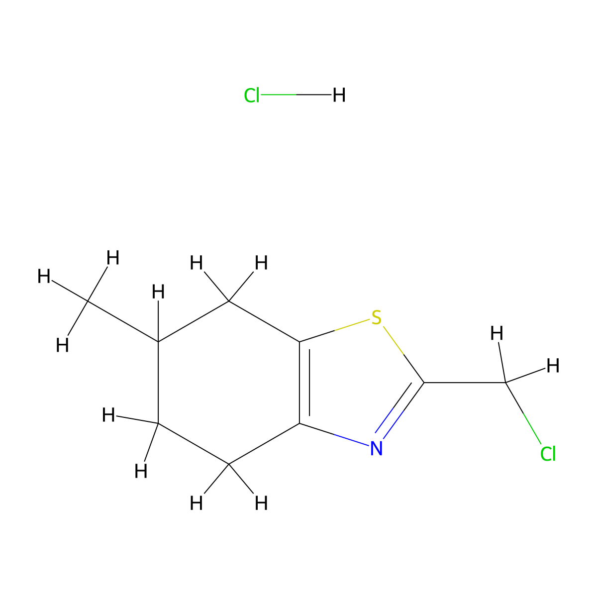 2-(Chloromethyl)-6-methyl-4,5,6,7-tetrahydro-1,3-benzothiazole hydrochloride molecular structure, CAS 2219407-56-2