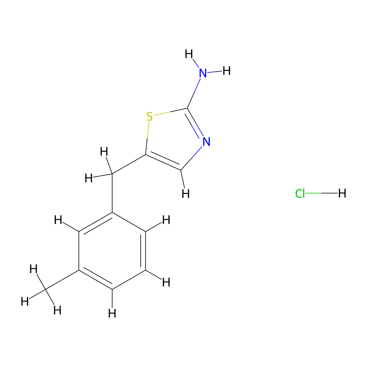 5-((3-Methylphenyl)methyl)-1,3-thiazol-2-amine hydrochloride molecular structure, CAS 2219407-60-8