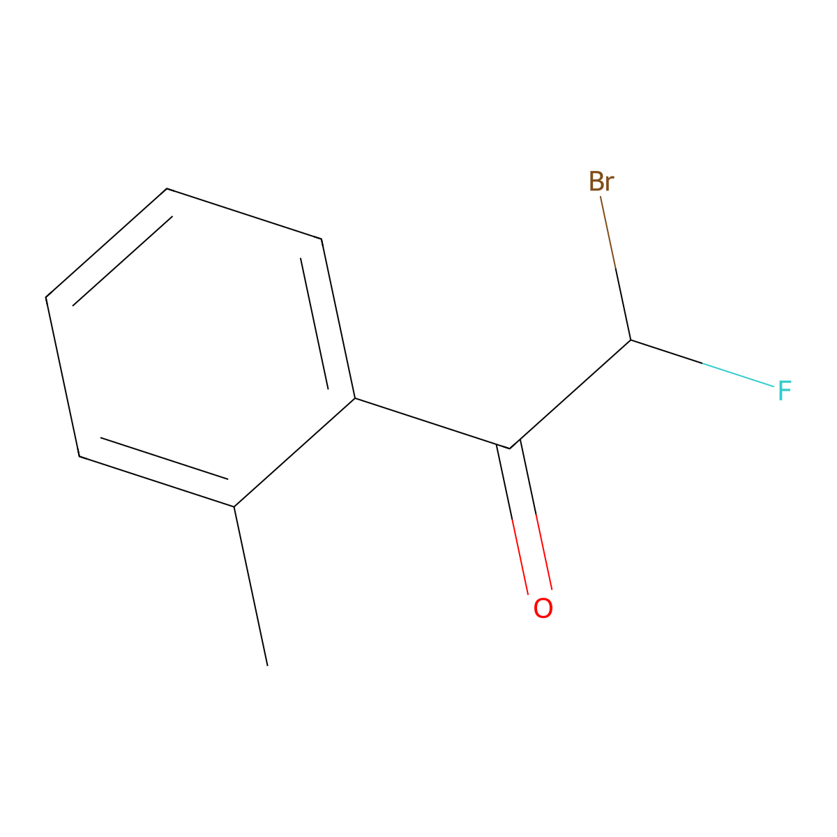 2-Bromo-2-fluoro-1-(2-methylphenyl)ethan-1-one molecular structure, CAS 2219407-61-9