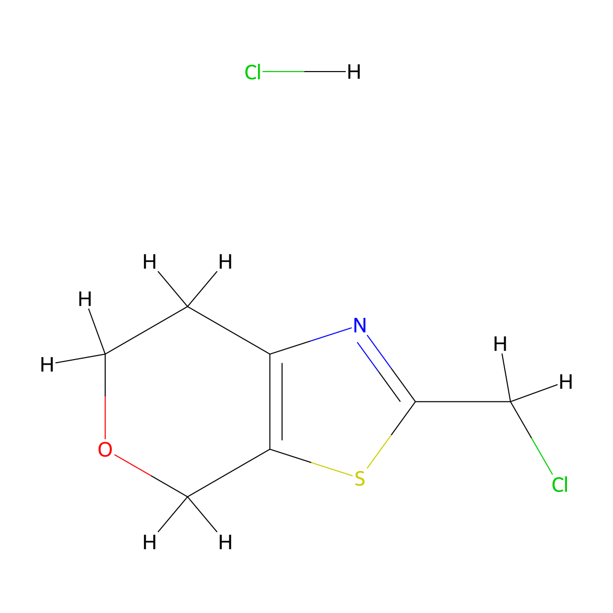 2-(chloromethyl)-4H,6H,7H-pyrano[4,3-d][1,3]thiazole hydrochloride molecular structure, CAS 2219407-64-2