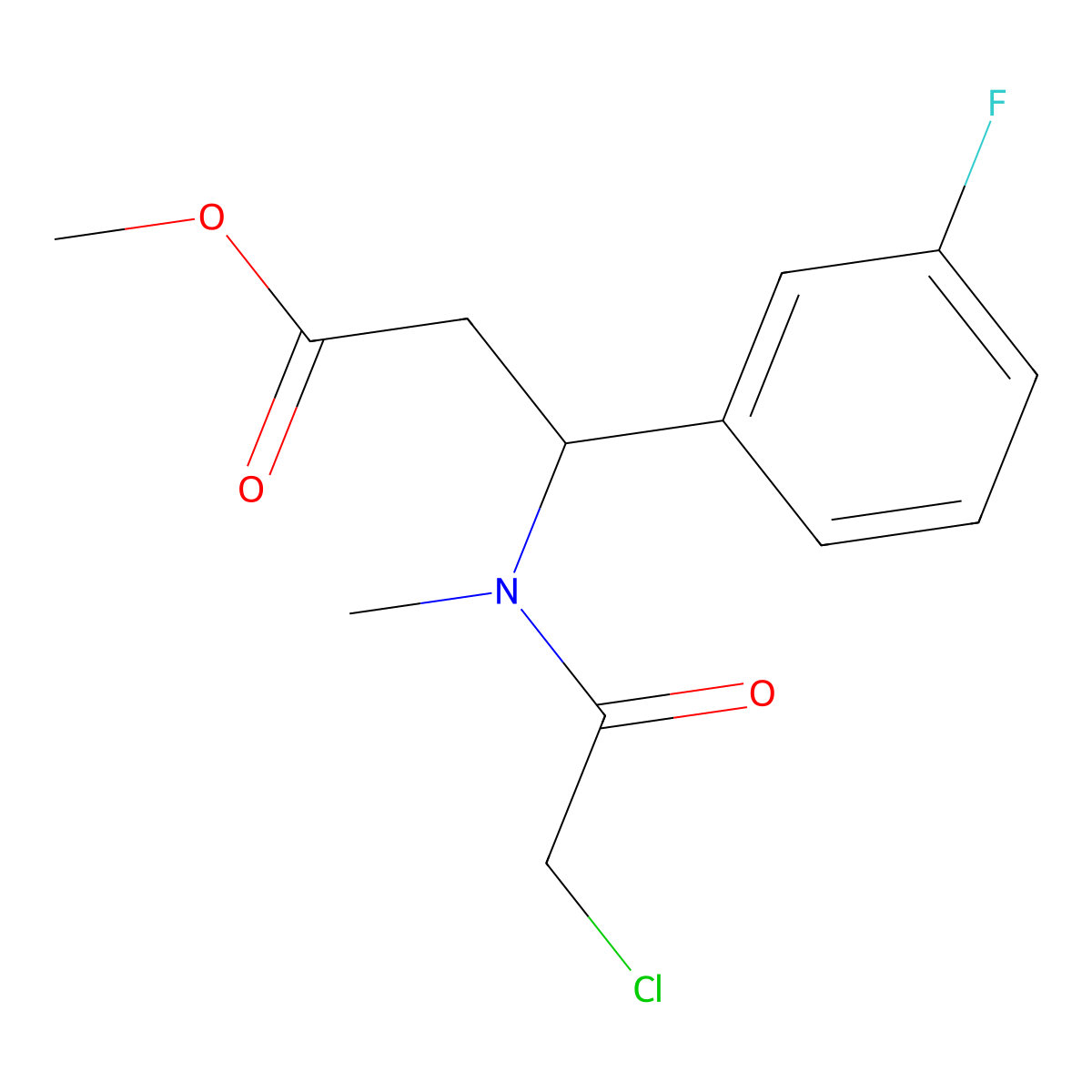 methyl 3-(2-chloro-N-methylacetamido)-3-(3-fluorophenyl)propanoate molecular structure, CAS 2219407-65-3