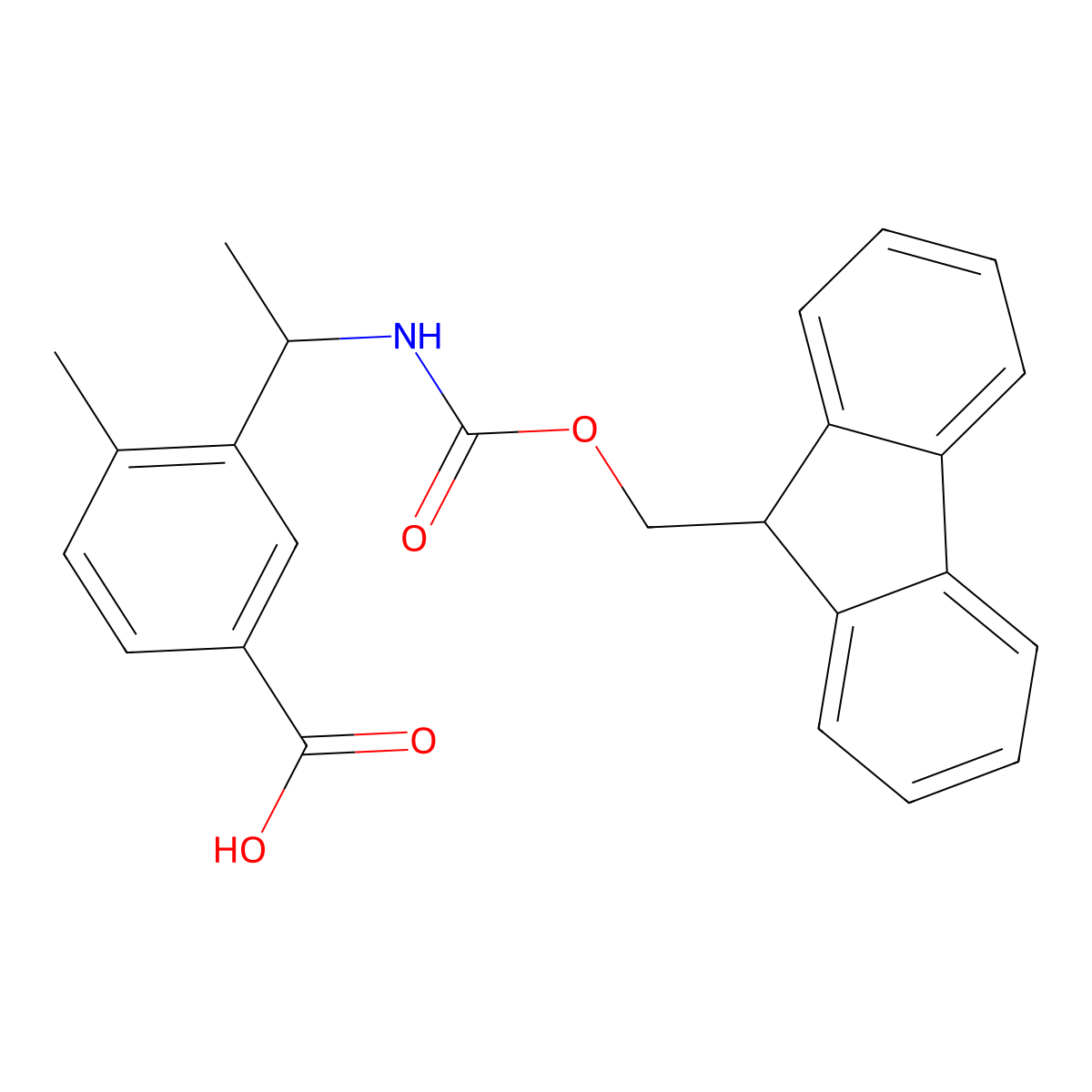 3-[1-({[(9H-fluoren-9-yl)methoxy]carbonyl}amino)ethyl]-4-methylbenzoic acid molecular structure, CAS 2219407-87-9