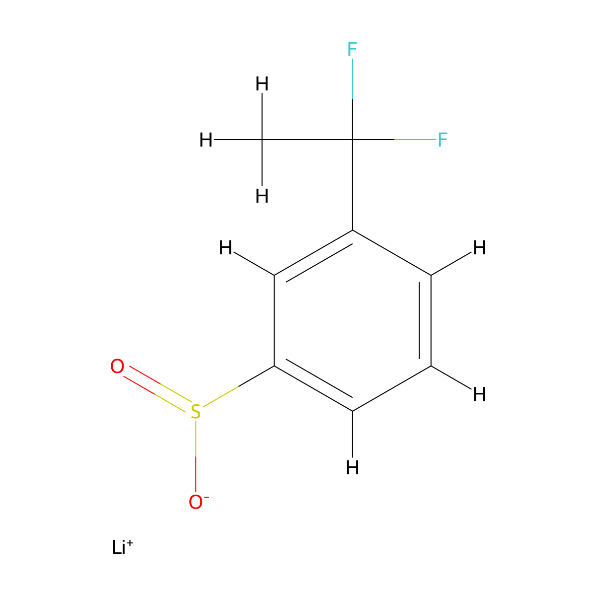 Lithium(1+) ion 3-(1,1-difluoroethyl)benzene-1-sulfinate molecular structure, CAS 2219407-96-0