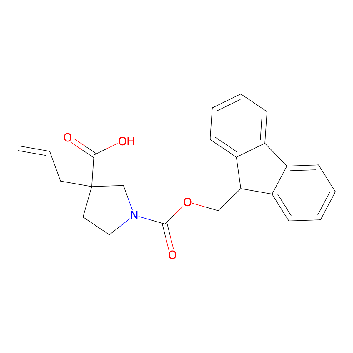 1-{[(9H-fluoren-9-yl)methoxy]carbonyl}-3-(prop-2-en-1-yl)pyrrolidine-3-carboxylic acid molecular structure, CAS 2219408-00-9