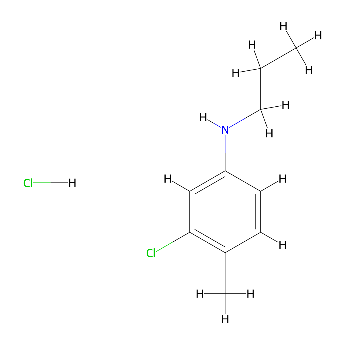 3-chloro-4-methyl-N-propylaniline hydrochloride molecular structure, CAS 2219408-02-1