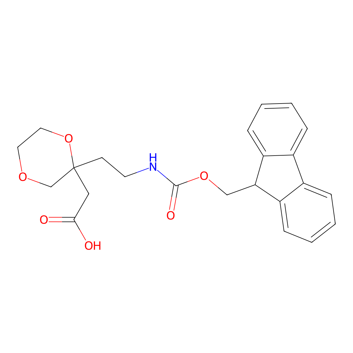 2-{2-[2-({[(9H-fluoren-9-yl)methoxy]carbonyl}amino)ethyl]-1,4-dioxan-2-yl}acetic acid molecular structure, CAS 2219408-14-5