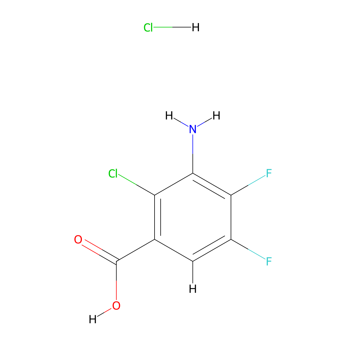 3-Amino-2-chloro-4,5-difluorobenzoic acid hydrochloride molecular structure, CAS 2219408-23-6