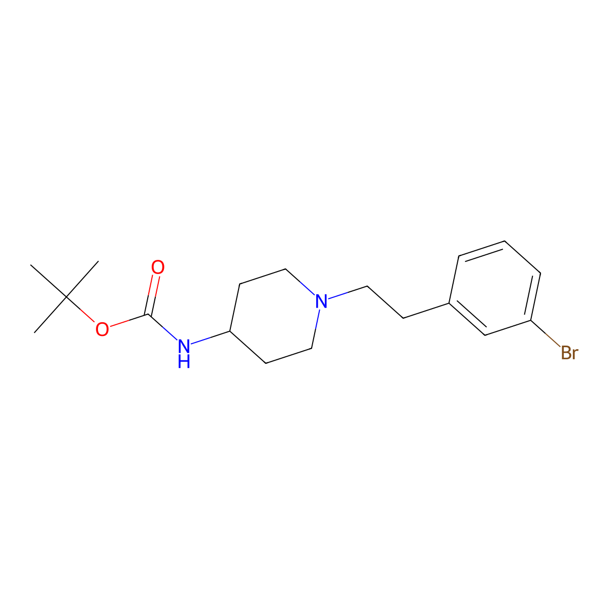 tert-butyl N-{1-[2-(3-bromophenyl)ethyl]piperidin-4-yl}carbamate molecular structure, CAS 2219408-24-7