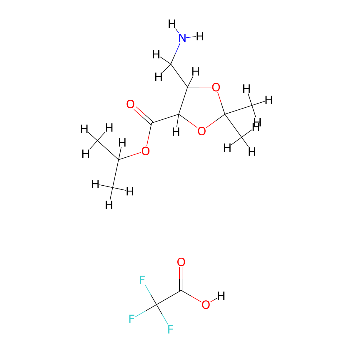 Propan-2-yl 5-(aminomethyl)-2,2-dimethyl-1,3-dioxolane-4-carboxylate; trifluoroacetic acid molecular structure, CAS 2219408-30-5