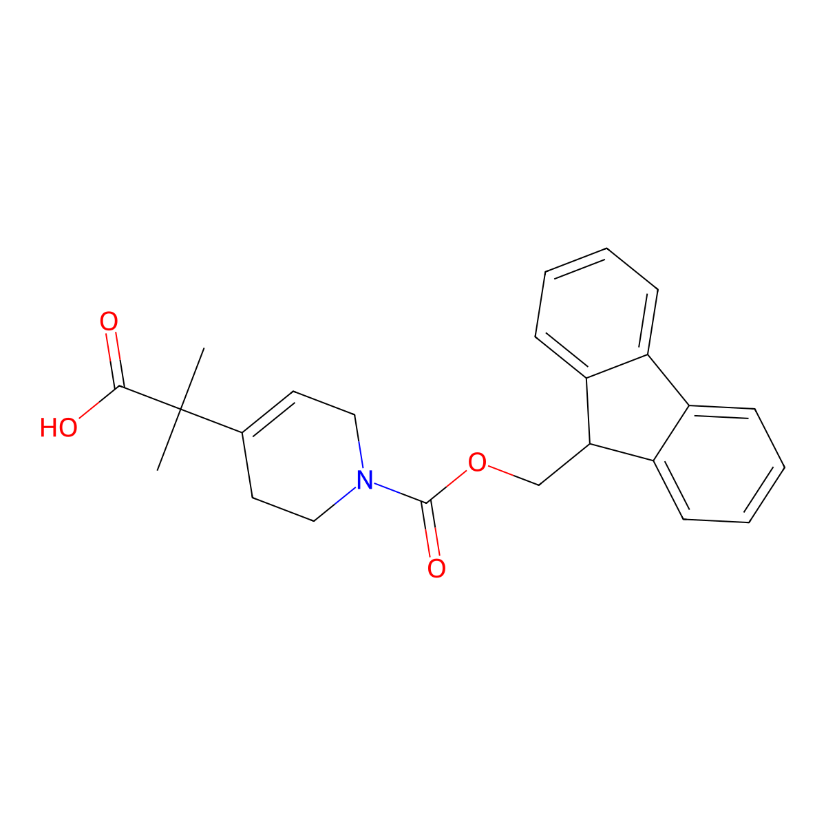 2-(1-{[(9H-fluoren-9-yl)methoxy]carbonyl}-1,2,3,6-tetrahydropyridin-4-yl)-2-methylpropanoic acid molecular structure, CAS 2219408-32-7
