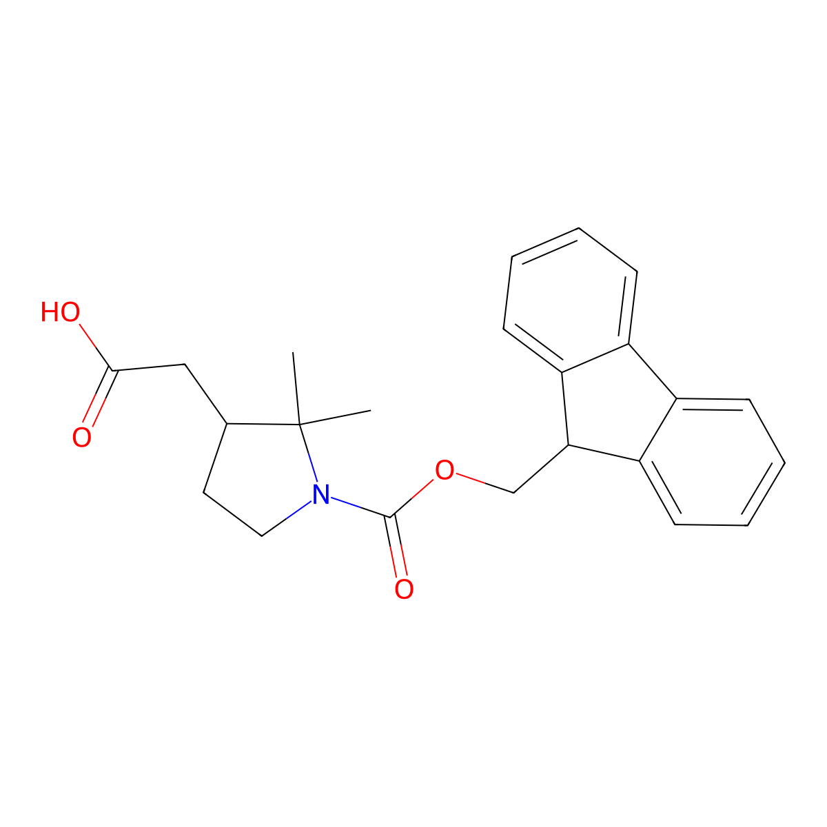 2-(1-{[(9H-fluoren-9-yl)methoxy]carbonyl}-2,2-dimethylpyrrolidin-3-yl)acetic acid molecular structure, CAS 2219408-44-1