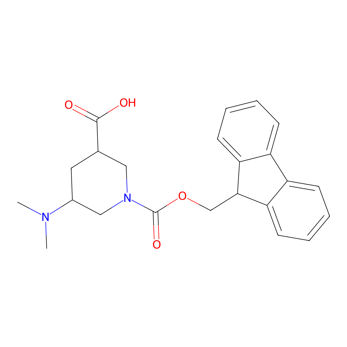 5-(dimethylamino)-1-{[(9H-fluoren-9-yl)methoxy]carbonyl}piperidine-3-carboxylic acid molecular structure, CAS 2219408-45-2