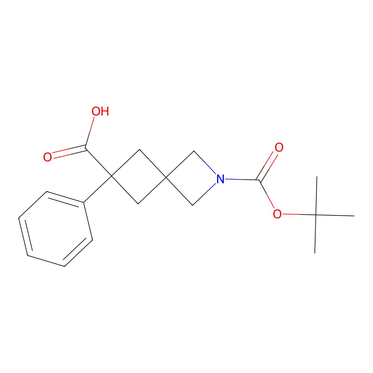 2-[(Tert-butoxy)carbonyl]-6-phenyl-2-azaspiro[3.3]heptane-6-carboxylic acid molecular structure, CAS 2219408-46-3
