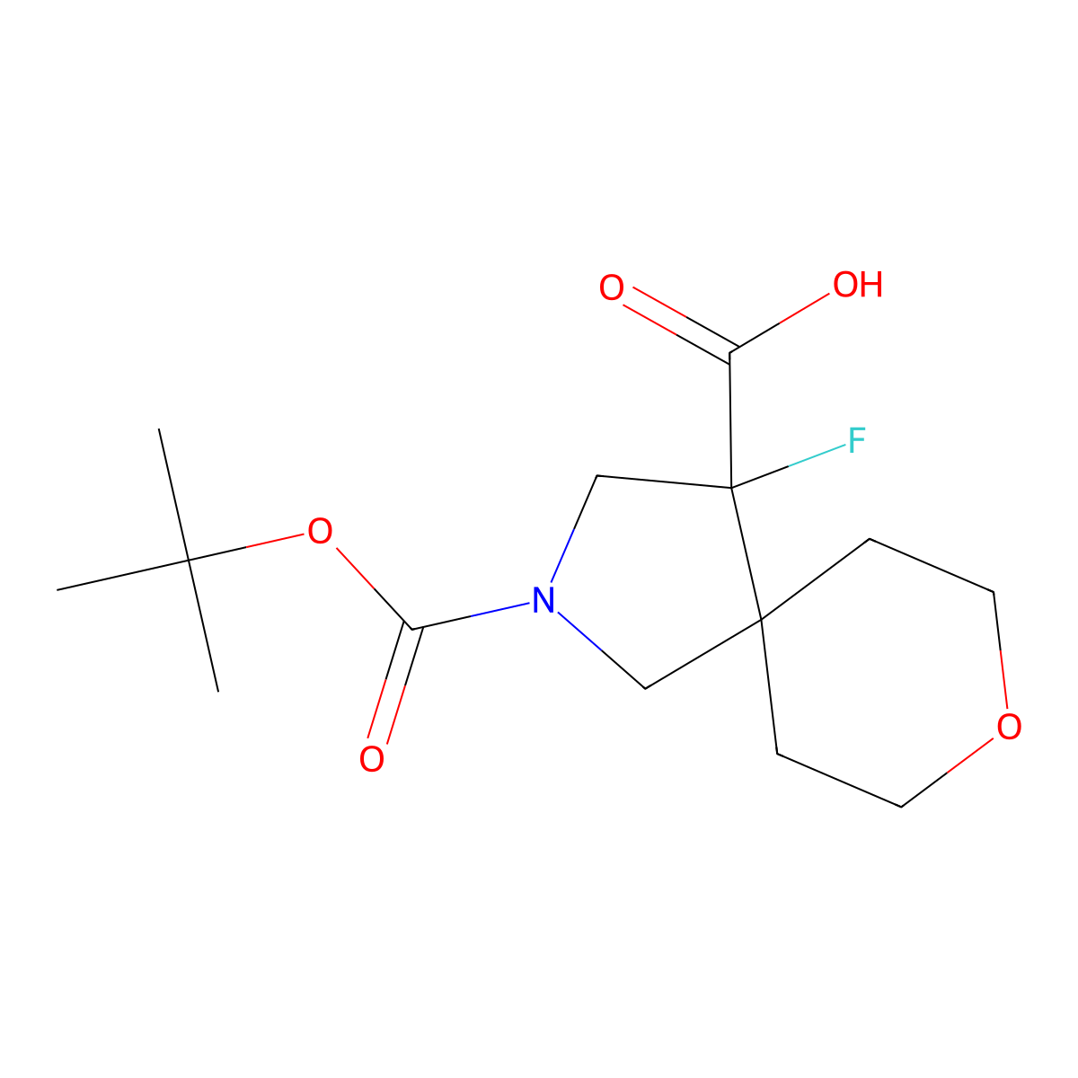 2-[(Tert-butoxy)carbonyl]-4-fluoro-8-oxa-2-azaspiro[4.5]decane-4-carboxylic acid molecular structure, CAS 2219408-71-4