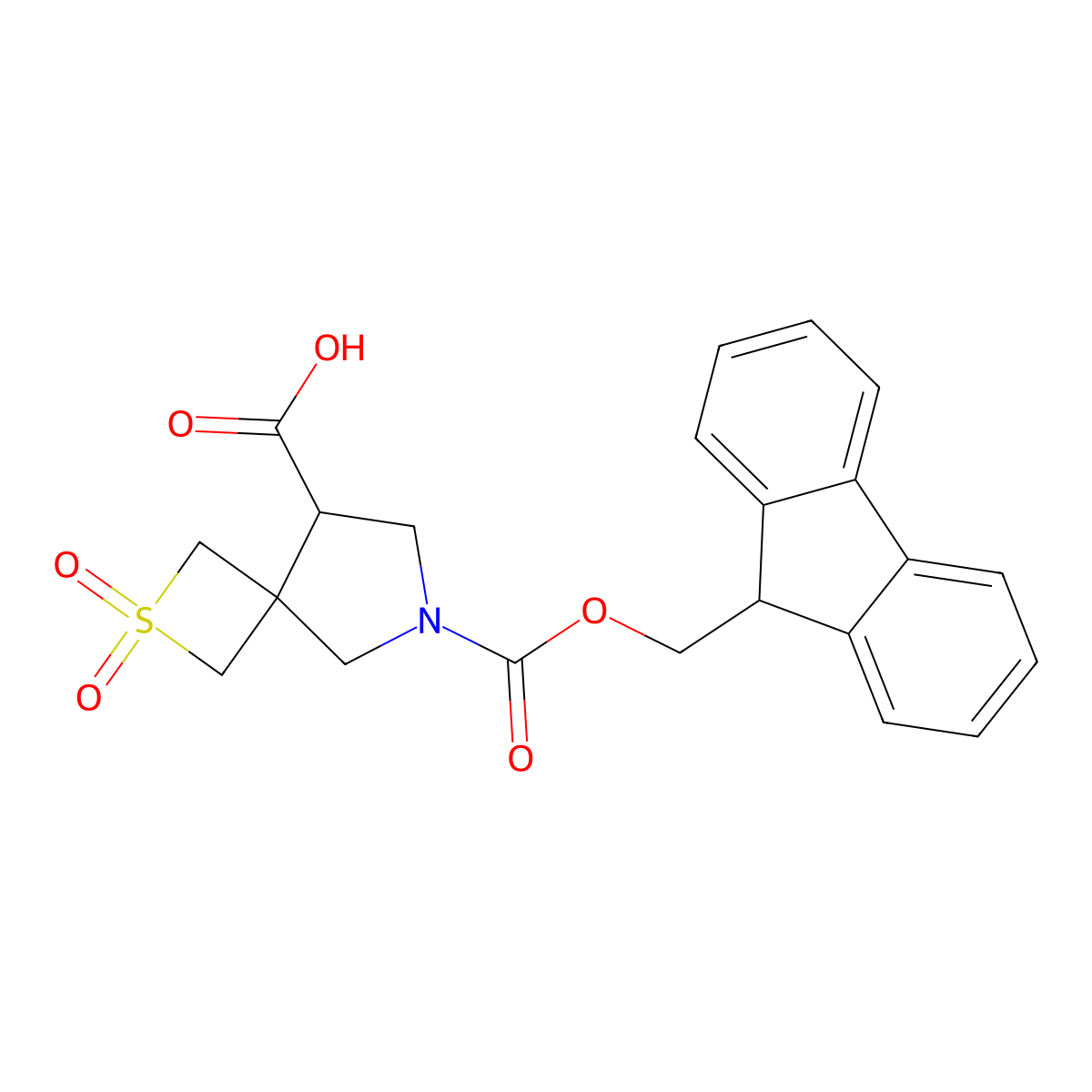 6-{[(9H-fluoren-9-yl)methoxy]carbonyl}-2,2-dioxo-2lambda6-thia-6-azaspiro[3.4]octane-8-carboxylic acid molecular structure, CAS 2219408-84-9