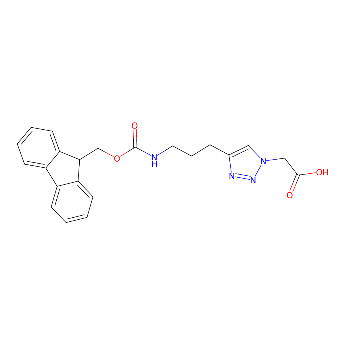 2-{4-[3-({[(9H-fluoren-9-yl)methoxy]carbonyl}amino)propyl]-1H-1,2,3-triazol-1-yl}acetic acid molecular structure, CAS 2219409-04-6