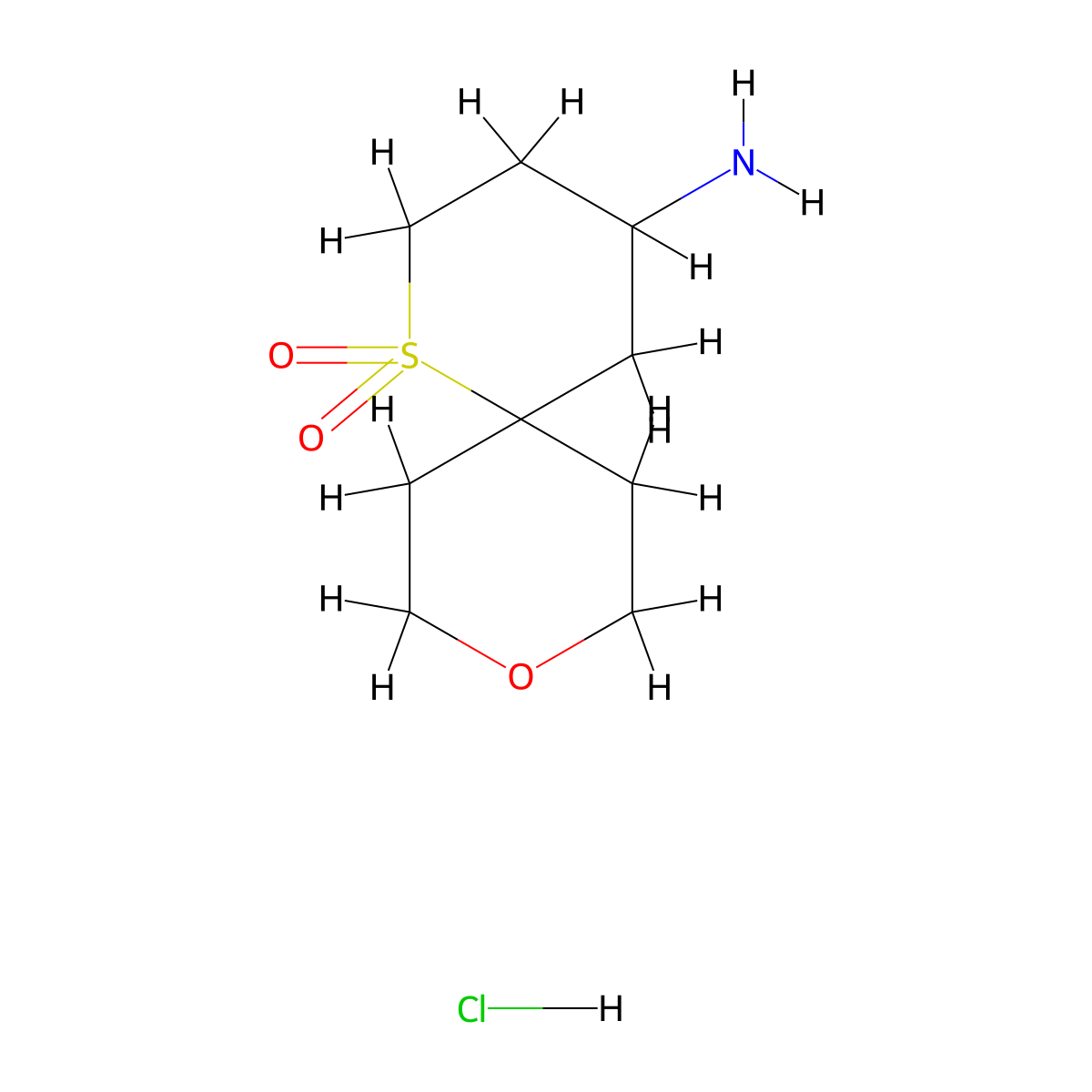 4-Amino-9-oxa-1lambda6-thiaspiro[5.5]undecane-1,1-dione hydrochloride molecular structure, CAS 2219418-85-4