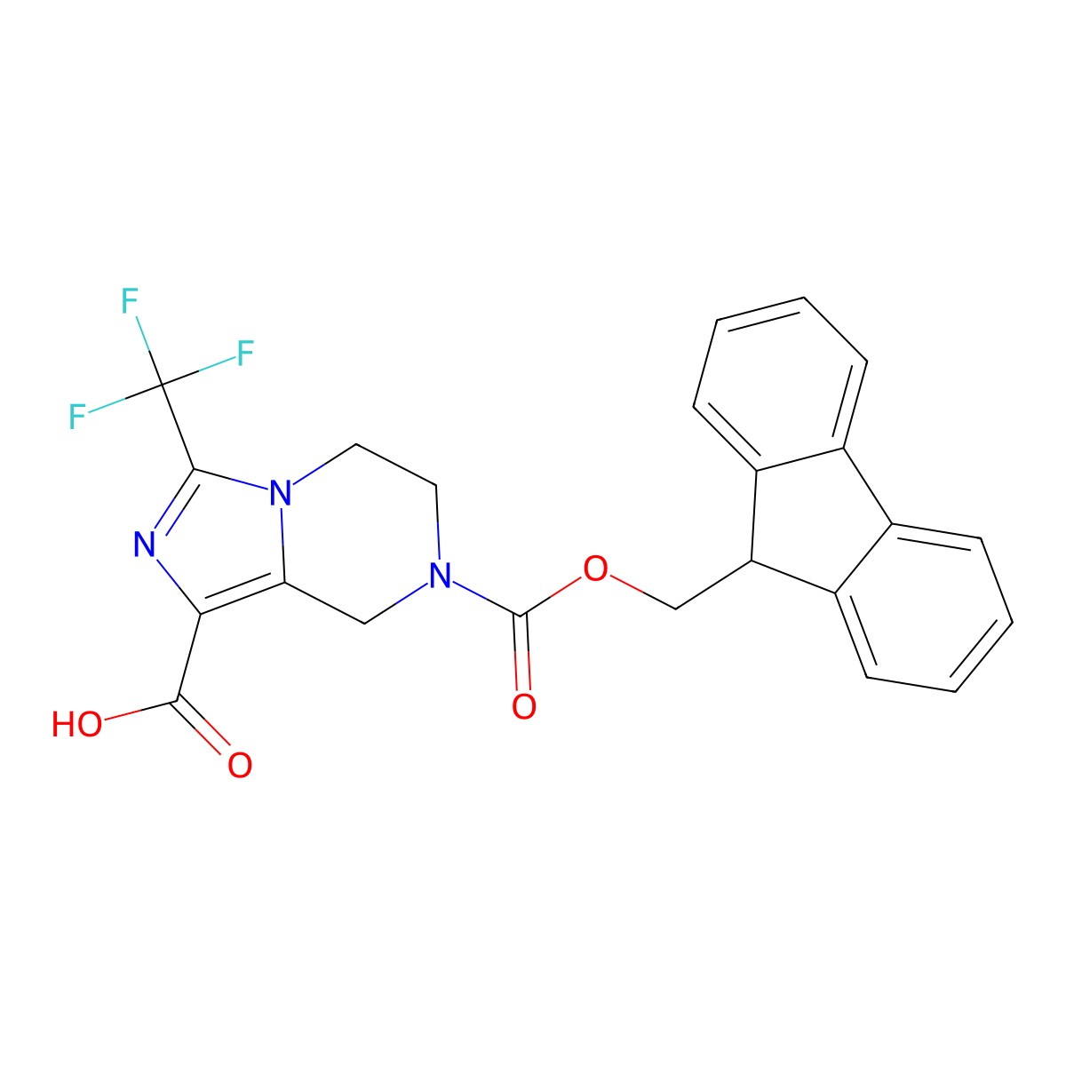 7-{[(9H-fluoren-9-yl)methoxy]carbonyl}-3-(trifluoromethyl)-5H,6H,7H,8H-imidazo[1,5-a]pyrazine-1-carboxylic acid molecular structure, CAS 2219418-86-5