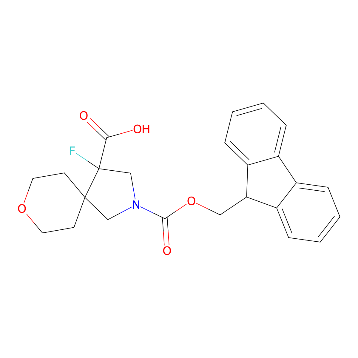 2-{[(9H-fluoren-9-yl)methoxy]carbonyl}-4-fluoro-8-oxa-2-azaspiro[4.5]decane-4-carboxylic acid molecular structure, CAS 2219418-88-7