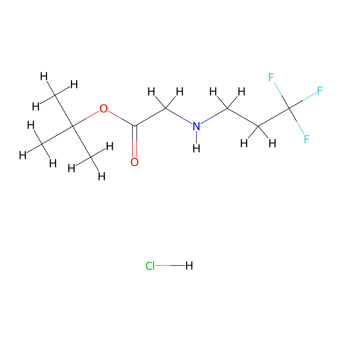 Tert-butyl 2-[(3,3,3-trifluoropropyl)amino]acetate hydrochloride molecular structure, CAS 2219418-92-3