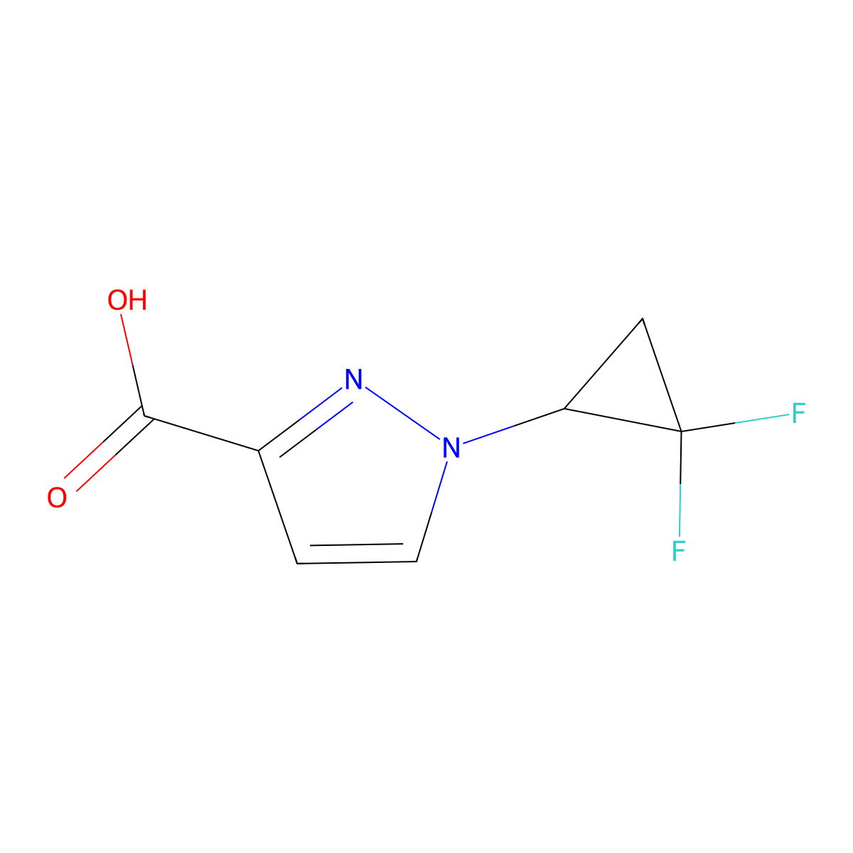 1-(2,2-difluorocyclopropyl)-1H-pyrazole-3-carboxylic acid molecular structure, CAS 2219418-93-4