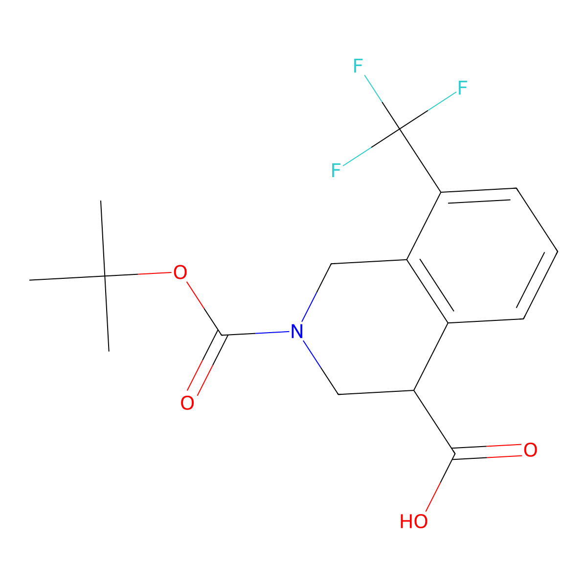 2-((Tert-butoxy)carbonyl)-8-(trifluoromethyl)-1,2,3,4-tetrahydroisoquinoline-4-carboxylic acid molecular structure, CAS 2219418-99-0