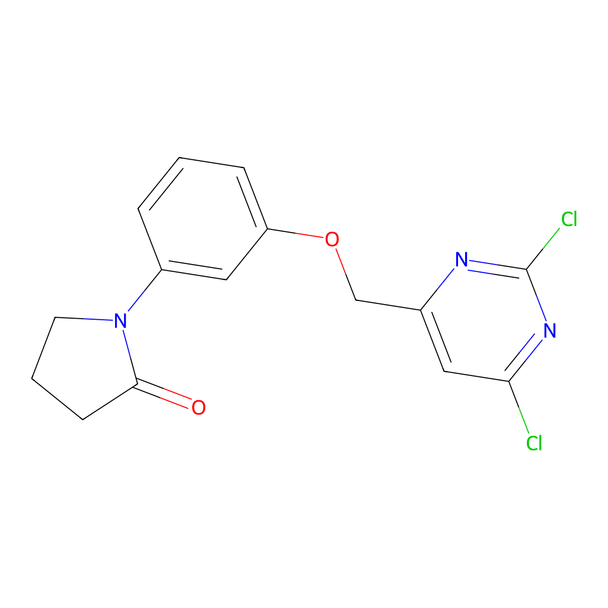 1-{3-[(2,6-Dichloropyrimidin-4-yl)methoxy]phenyl}pyrrolidin-2-one molecular structure, CAS 2219419-17-5