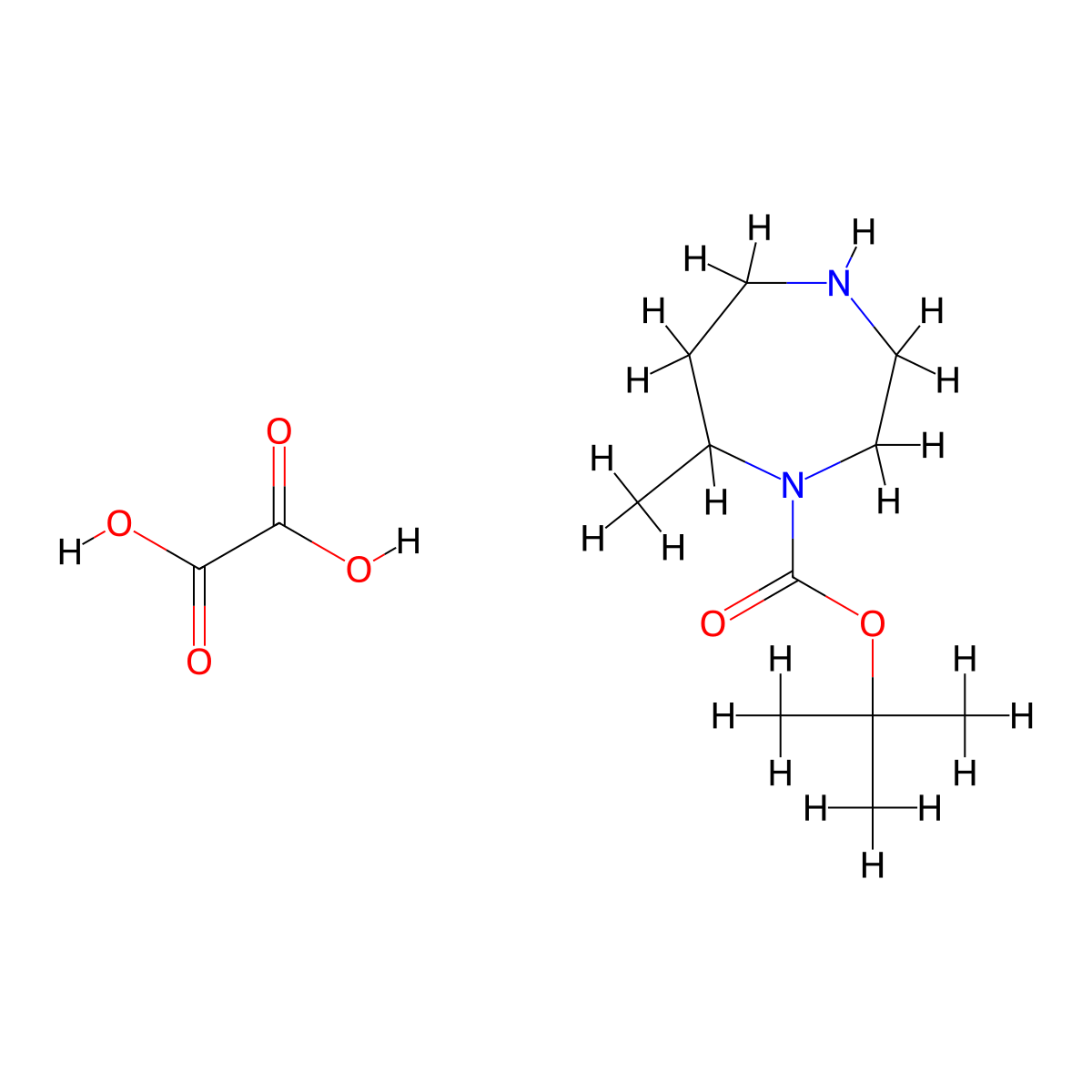 Oxalic acid tert-butyl 7-methyl-1,4-diazepane-1-carboxylate molecular structure, CAS 2219419-37-9