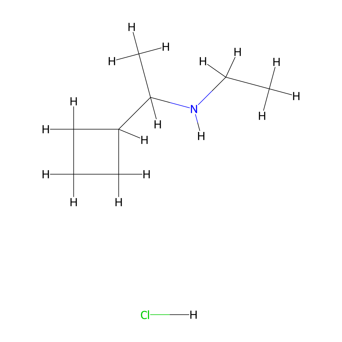 (1-Cyclobutylethyl)(ethyl)amine hydrochloride molecular structure, CAS 2219419-43-7