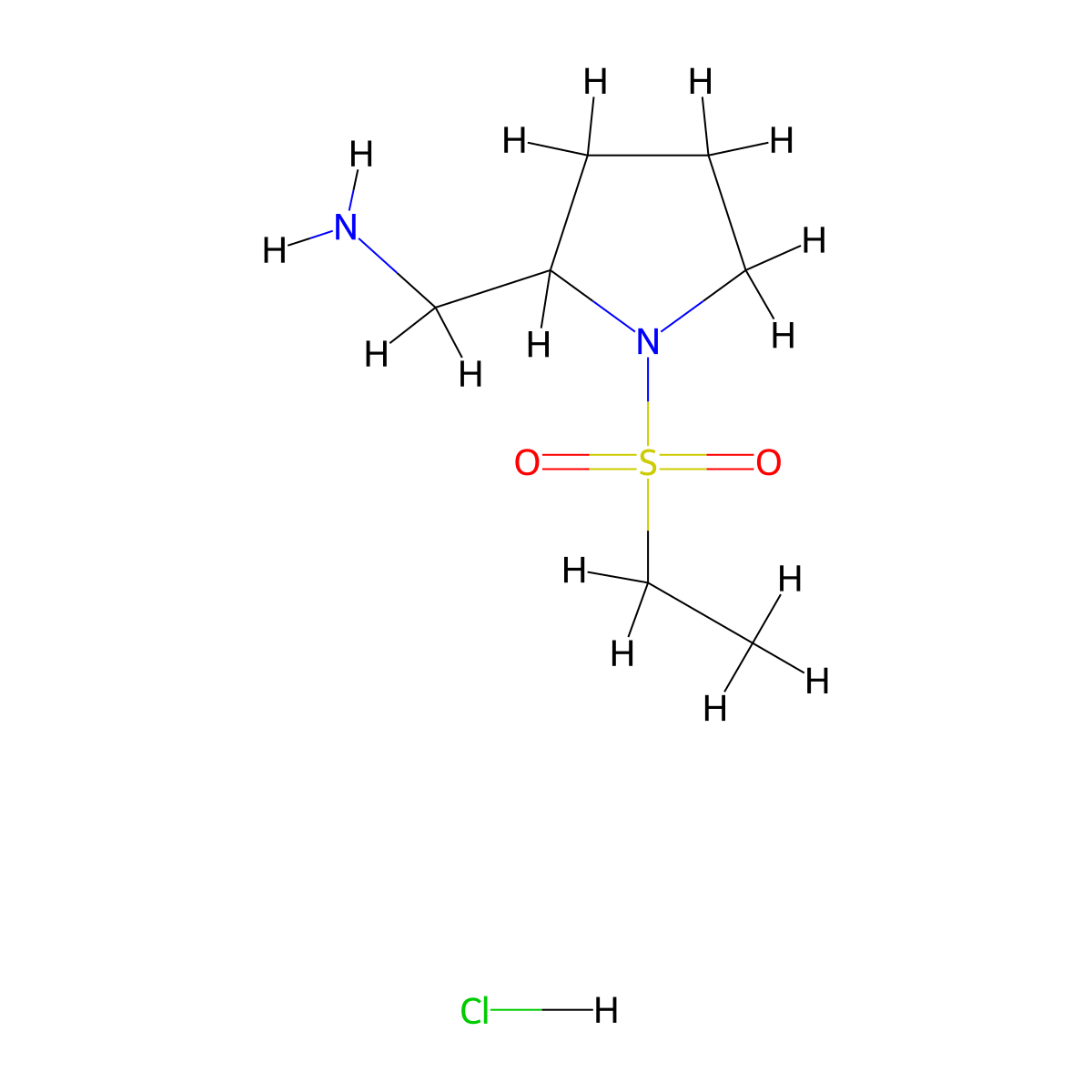 [1-(Ethanesulfonyl)pyrrolidin-2-yl]methanamine hydrochloride molecular structure, CAS 2219419-44-8