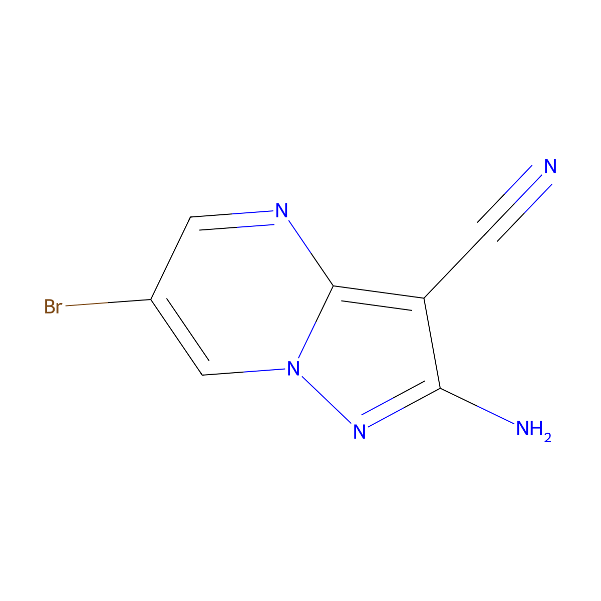 2-Amino-6-bromopyrazolo[1,5-a]pyrimidine-3-carbonitrile molecular structure, CAS 2219419-53-9