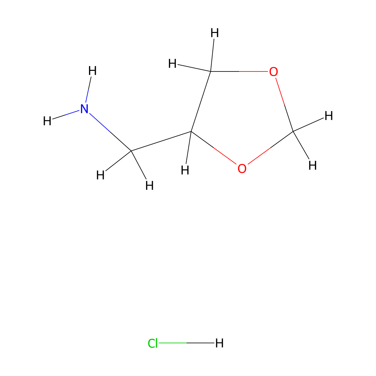 (1,3-Dioxolan-4-yl)methanamine hydrochloride molecular structure, CAS 22195-50-2