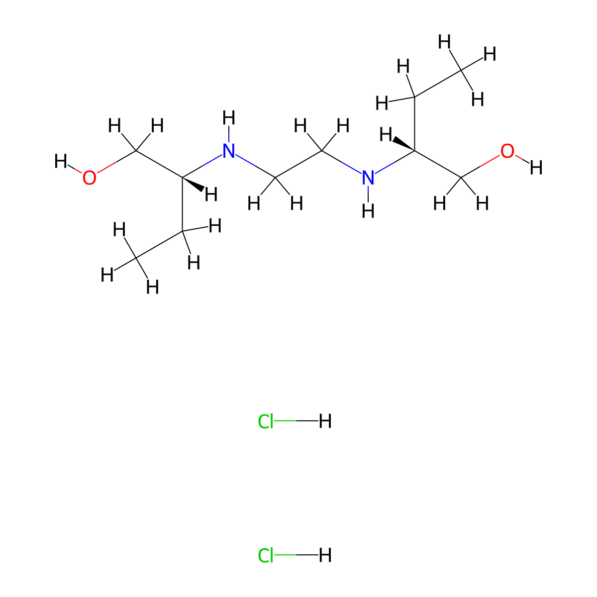 (R,R)-Ethambutol Dihydrochloride molecular structure, CAS 22196-75-4