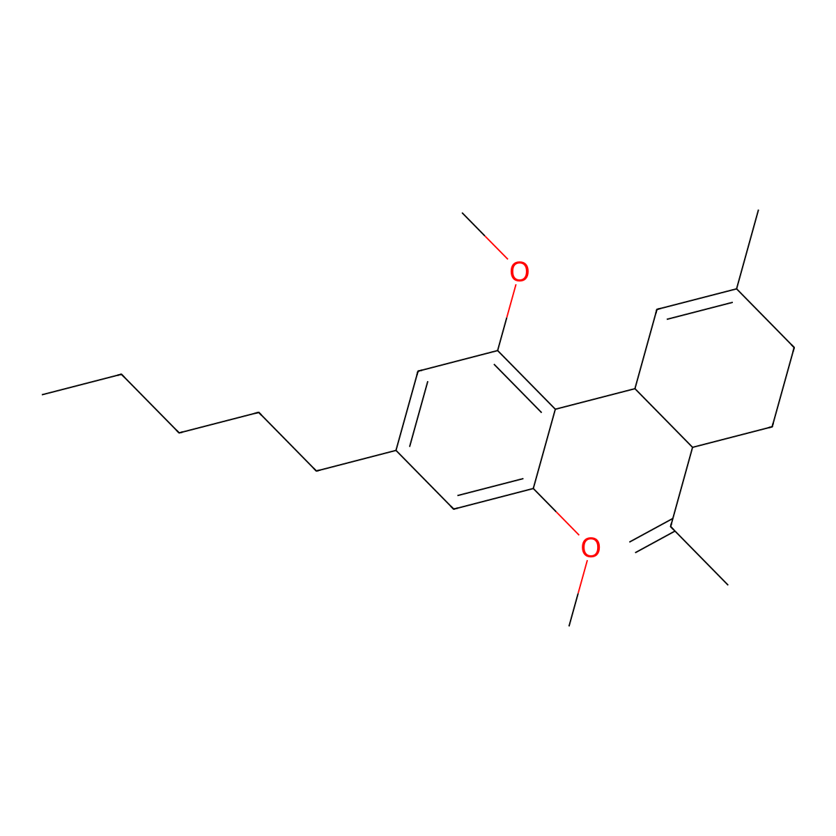 1,3-Dimethoxy-2-(3-methyl-6-prop-1-en-2-ylcyclohex-2-en-1-yl)-5-pentylbenzene molecular structure, CAS 22198-90-9
