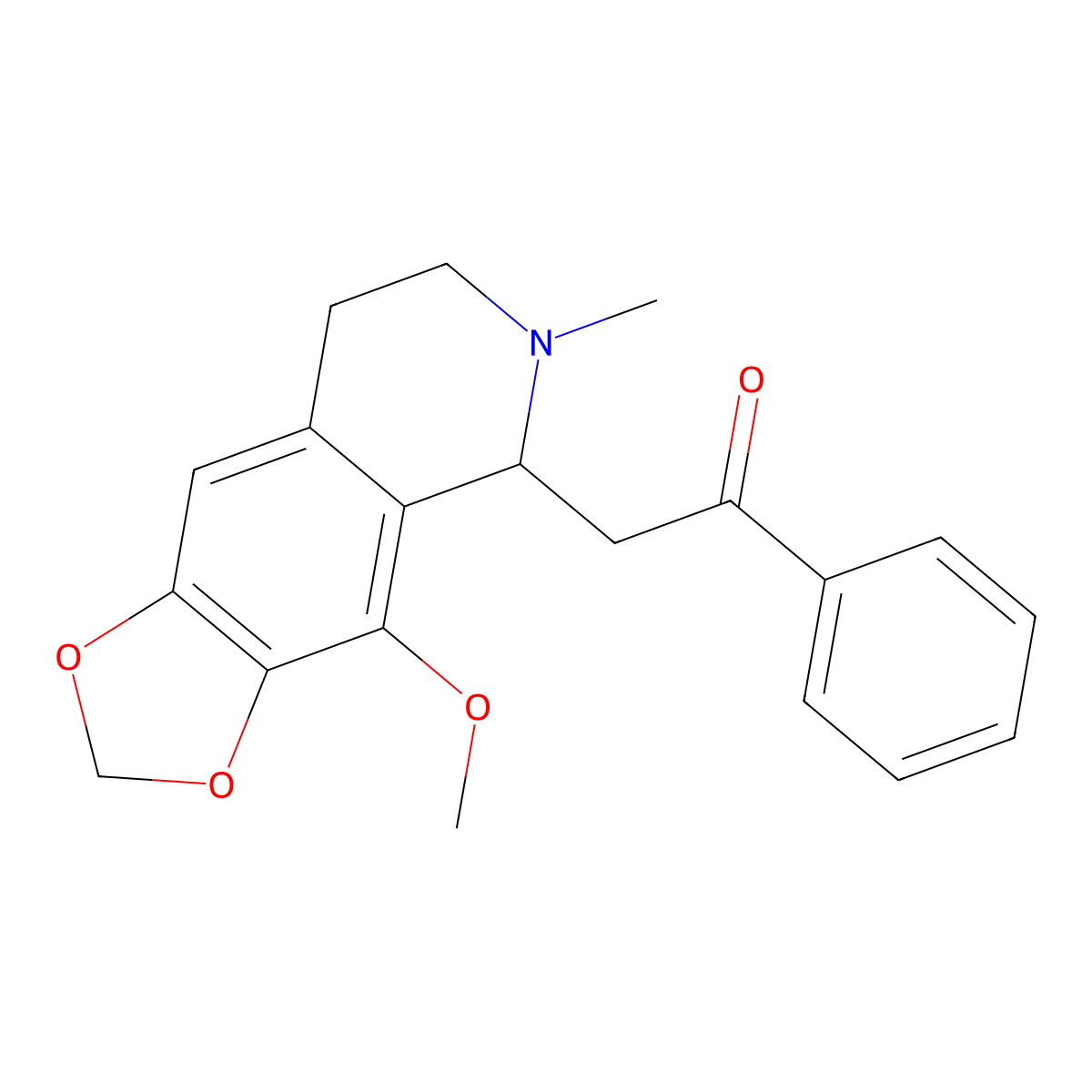 2-(4-Methoxy-6-methyl-5,6,7,8-tetrahydro-[1,3]dioxolo[4,5-g]isoquinolin-5-yl)-1-phenylethanone molecular structure, CAS 2220-06-6