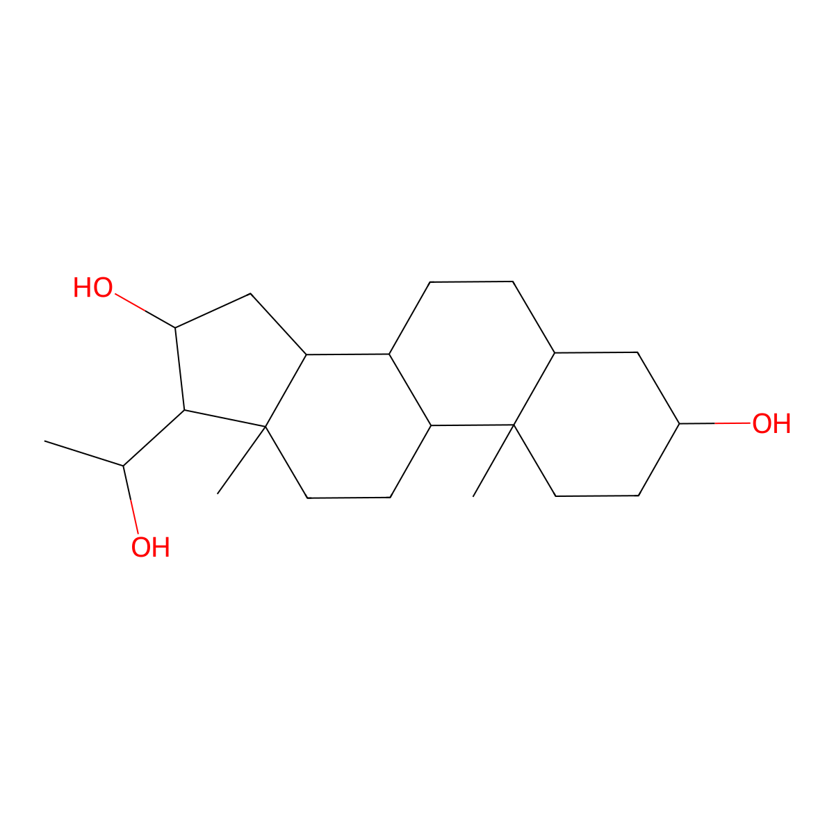 (3S,5S,8R,9S,10S,13S,14S,16R,17S)-17-[(1S)-1-hydroxyethyl]-10,13-dimethyl-2,3,4,5,6,7,8,9,11,12,14,15,16,17-tetradecahydro-1H-cyclopenta[a]phenanthrene-3,16-diol molecular structure, CAS 2220-64-6