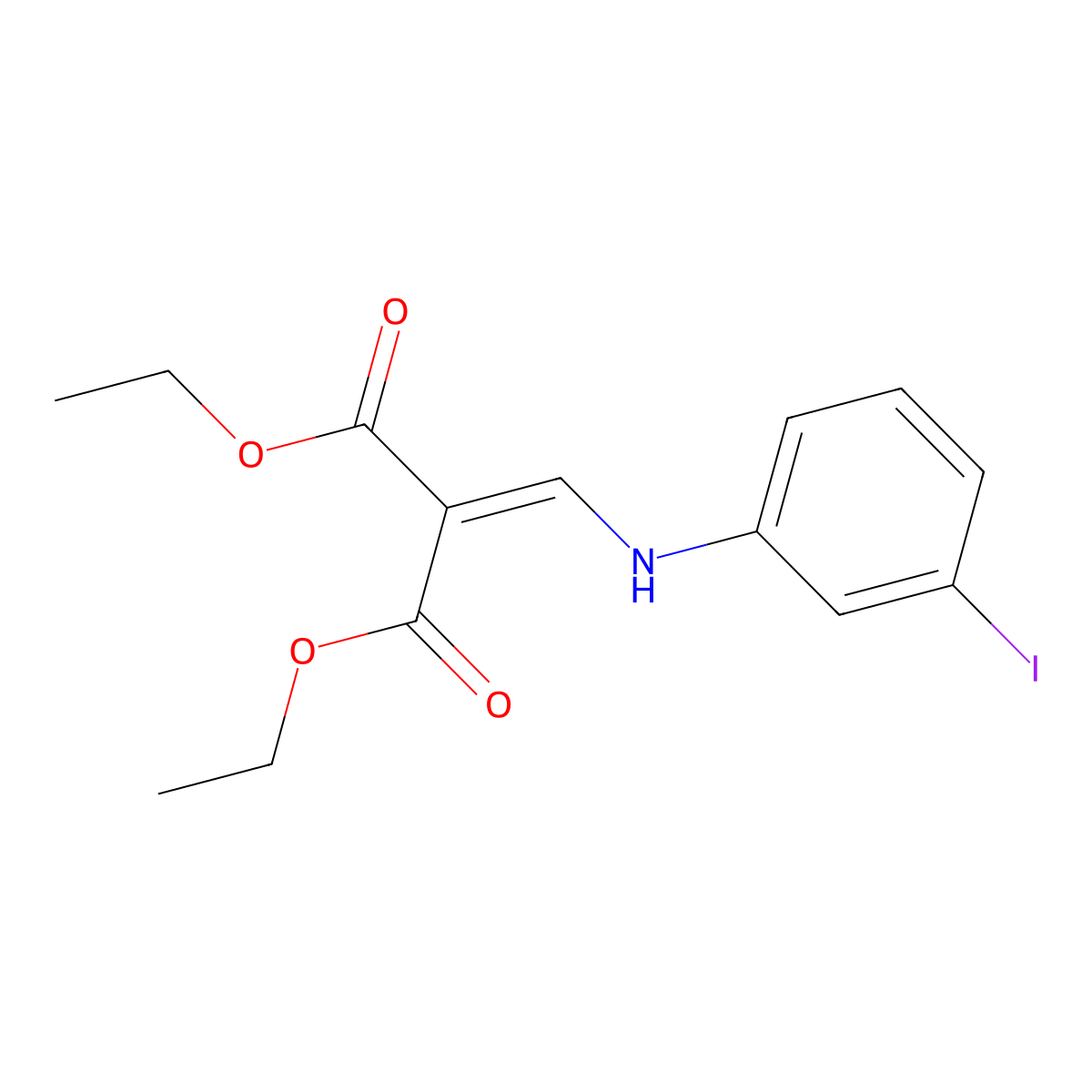 Diethyl 2-((3-iodophenylamino)methylene)malonate molecular structure, CAS 22200-47-1