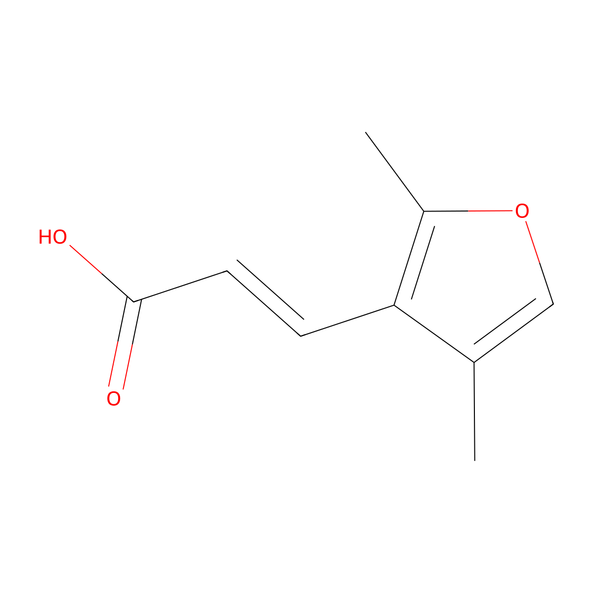 (2E)-3-(2,4-dimethylfuran-3-yl)prop-2-enoic acid molecular structure, CAS 2220111-39-5