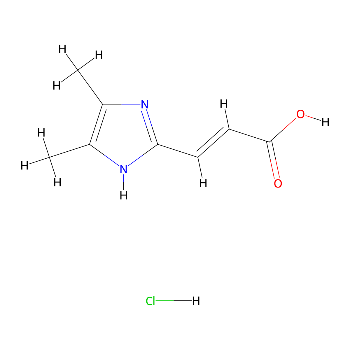(2E)-3-(4,5-dimethyl-1H-imidazol-2-yl)prop-2-enoic acid hydrochloride molecular structure, CAS 2220111-45-3