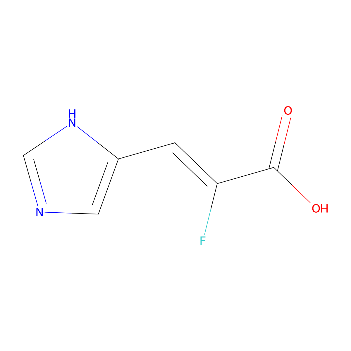 2-Fluoro-3-(1H-imidazol-4-yl)acrylic acid molecular structure, CAS 2220111-46-4