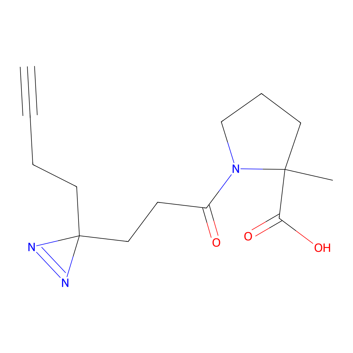 (2S)-1-{3-[3-(but-3-yn-1-yl)-3H-diazirin-3-yl]propanoyl}-2-methylpyrrolidine-2-carboxylic acid molecular structure, CAS 2220120-66-9