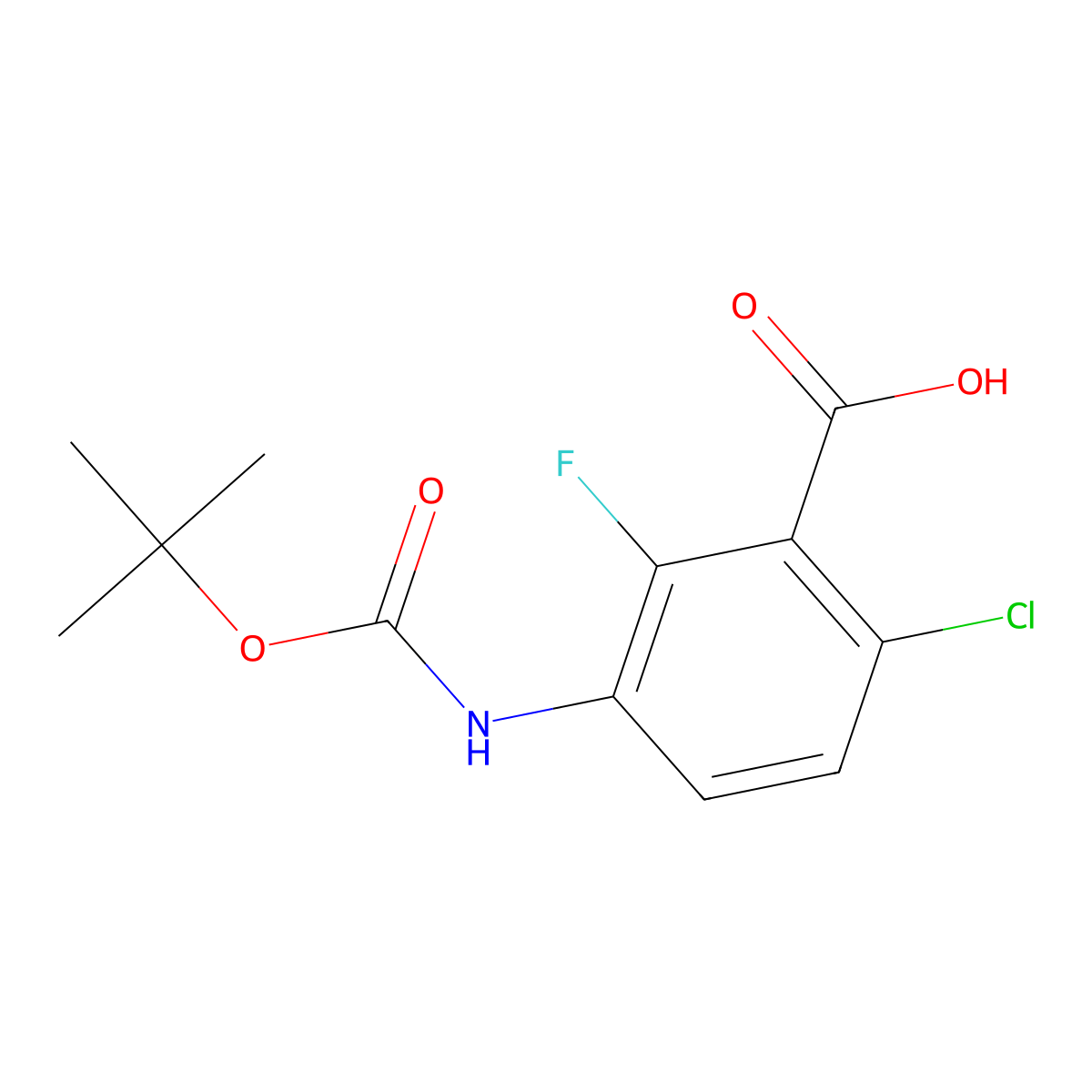 3-{[(Tert-butoxy)carbonyl]amino}-6-chloro-2-fluorobenzoic acid molecular structure, CAS 2220140-02-1