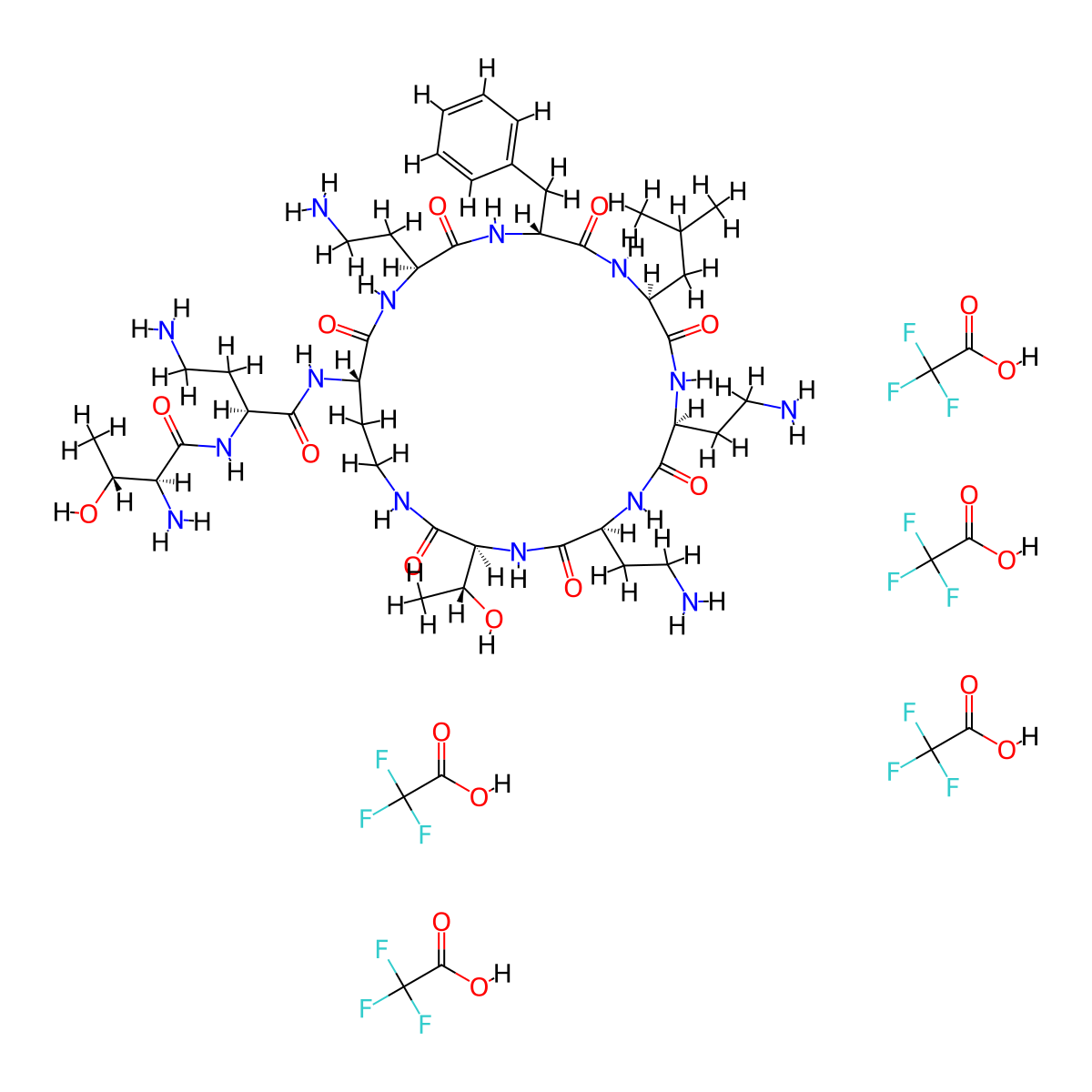 Polymyxin B nonapeptide TFA molecular structure, CAS 2220175-42-6