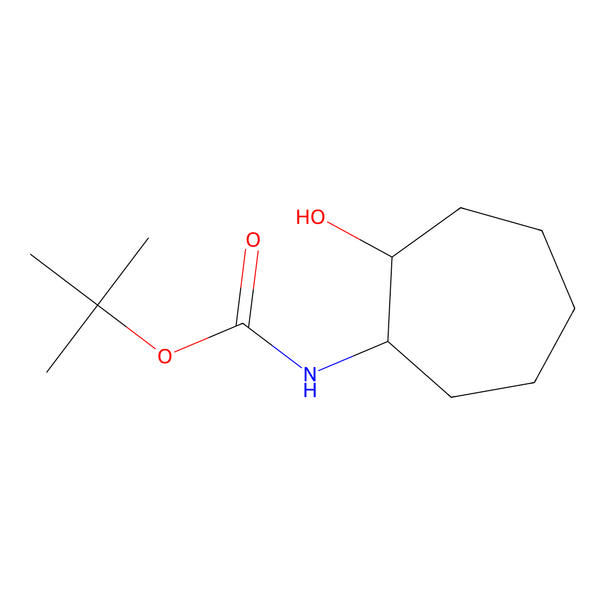 tert-butyl N-(2-hydroxycycloheptyl)carbamate molecular structure, CAS 2220188-41-8