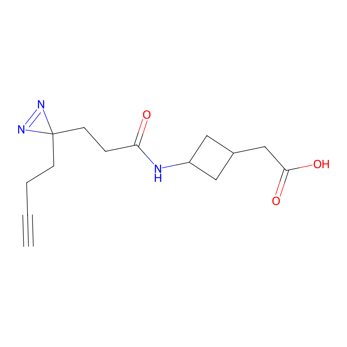 2-(3-{3-[3-(but-3-yn-1-yl)-3H-diazirin-3-yl]propanamido}cyclobutyl)acetic acid molecular structure, CAS 2220188-48-5