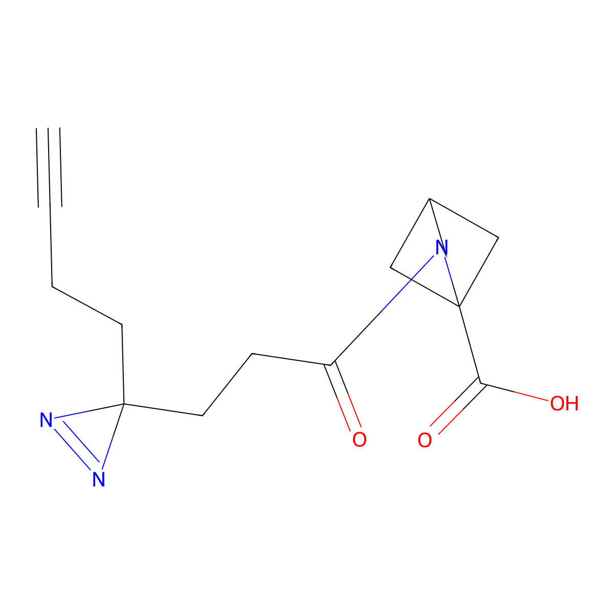 2-{3-[3-(but-3-yn-1-yl)-3H-diazirin-3-yl]propanoyl}-2-azabicyclo[2.1.1]hexane-1-carboxylic acid molecular structure, CAS 2220209-53-8