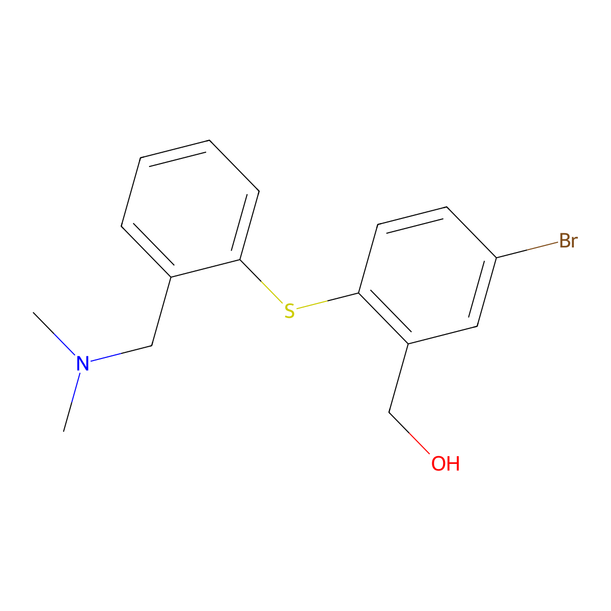 (5-Bromo-2-((2-((dimethylamino)methyl)phenyl)thio)phenyl)methanol molecular structure, CAS 222021-57-0