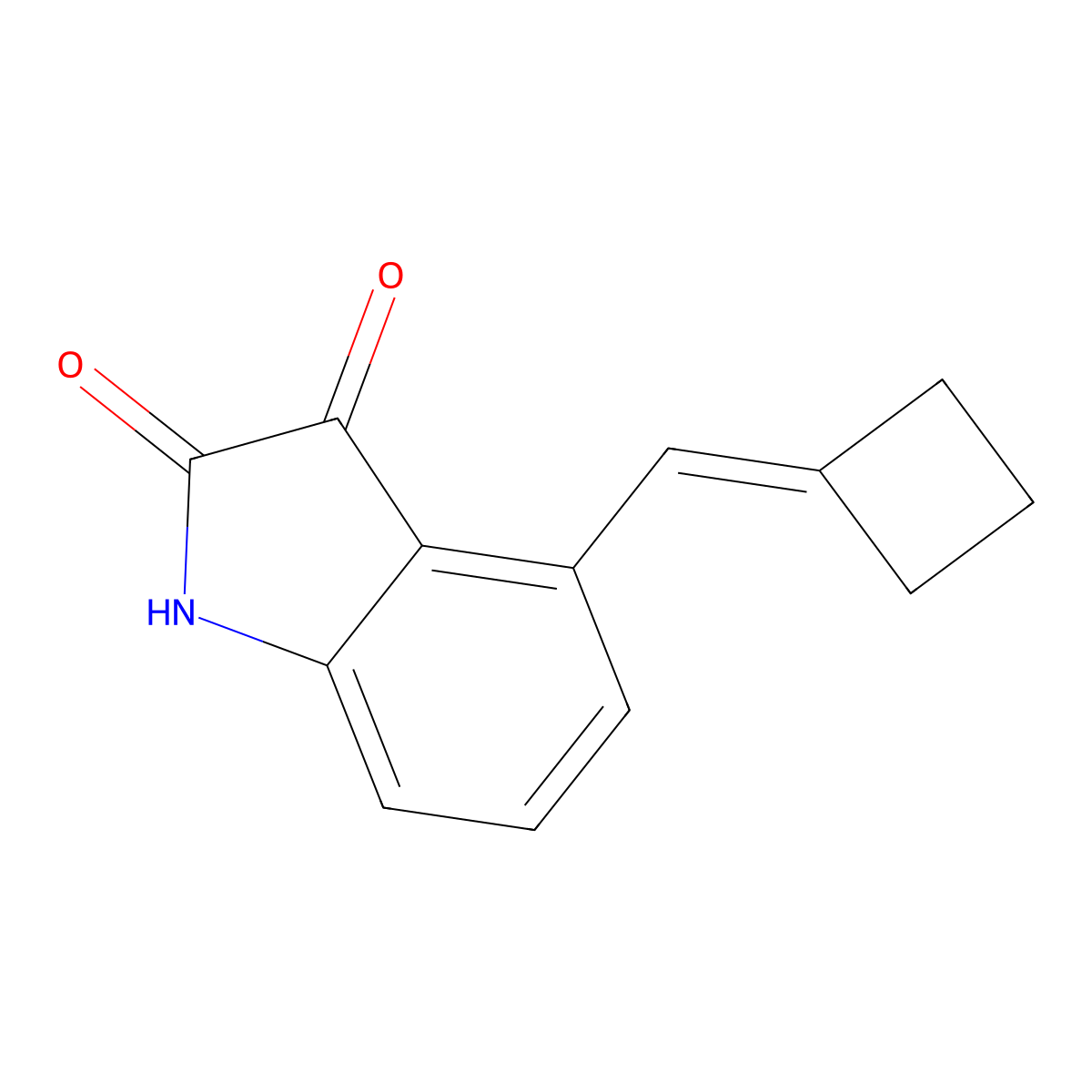 4-cyclobutylidenemethyl-1H-indole-2,3-dione molecular structure, CAS 222036-51-3